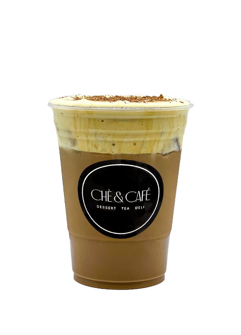 Egg Coffee — whipped egg yolk cream over phin drip