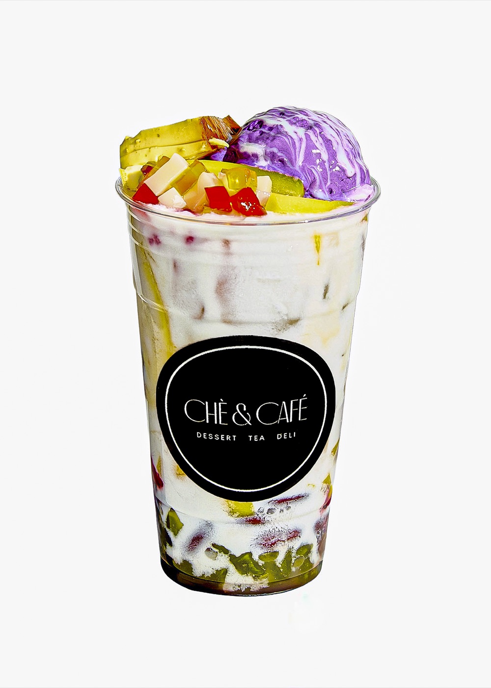 Filipino Halo-Halo Mixed Fruit — layered chè with jackfruit, ube, and shaved ice